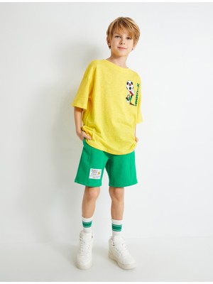 Koton Şort Beli Bağlamalı Cepli Aplike Detaylı