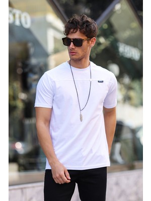 Aziso Erkek Regular Bisiklet Yaka %100 Pamuklu Kumaşlı T-Shirt