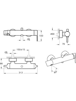 VitrA Suit A4281874 Banyo Bataryası, Soft Altın