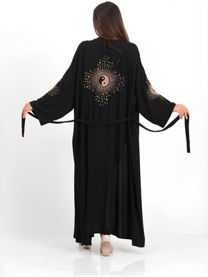 Safiante Yin Yang Nakışlı Kimono