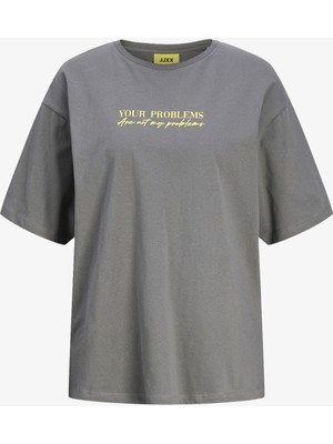 Jjxx Jxselma Kadın Gri T-Shirt 12262605-PEWTER