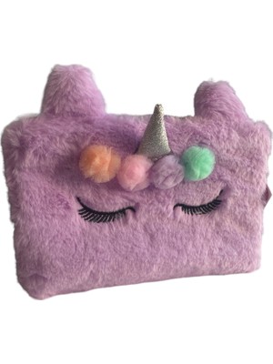 Dolphin PC 1840 Unicorn Peluş Kalem Çantası Mor. Toz pembe ve koyu pembe renklerimiz de mevcuttur.