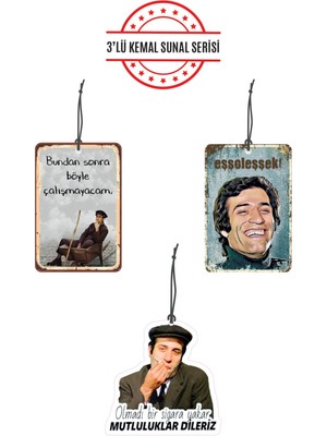 By Meyla Bymeyla 3'lü Kemal Sunal Temalı Dekoratif Oto Kokusu ve Oto Aksesuarı