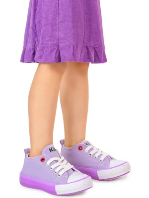 Kiko Kids Tinna Bağcıklı Kız Bebek Keten Spor Ayakkabı Lila
