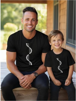 Tshirthane Siyah Beyaz Dna Baba Oğul Kız (Tek Ürün Fiyatıdır Kombin Yapmak Için En Az 2 Adet Sepete Ekleyiniz)