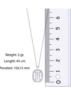 Shiny Spectra 925 Ayar Beyaz Gümüş Baget Zarif Kolye