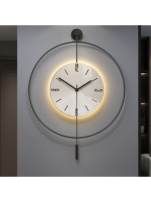 Sevinç Konsept Led'li Kristal Cam Tiktok 40 cm Siyah, Modern Dekoratif Sarkaçlı Metal Duvar Saati