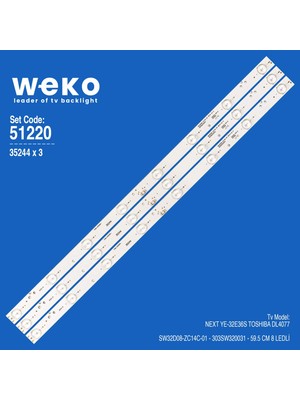 Weko  WKSET-6220 35244X3 SW32D08-ZC14C-01 - 303SW320031  3 Adet LED Bar (Yeni)