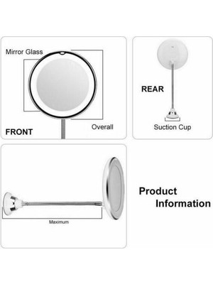 Haitn 10X Büyüteç LED Ayna 360 Rotasyon Esnek Yere Aydınlatan Banyo Makyaj Tıraş Aynası Ayarlanabilir Bükülebilir Yere Aynası | Banyo Aynaları (Yurt Dışından)