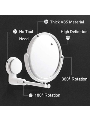Haitn Katlanır Makyaj Aynası Duvara Montaj Matkap Olmadan Vanity Ayna Döner Banyo Aynası Emme Katlanır Kol Uzatma Tıraş Aynaları | Banyo Aynaları (Yurt Dışından)