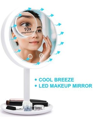 Haitn Vanity Ayna Fan 3 In 1 LED Mirrormagnifiing Ayna Yapmak 180 Derece Rotasyon Ayrılabilir Masa Aynası Ev Seyahati | Banyo Aynaları (Yurt Dışından)