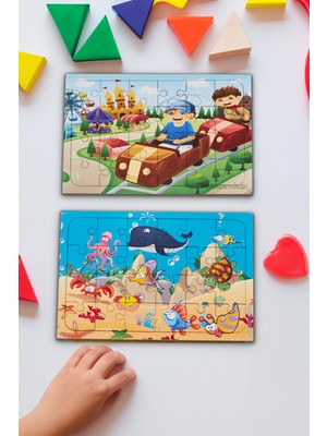 Hoby Games Okul Öncesi Başlangıç Yapboz Lunapark Maceram Ve Sevimli Okyanus Ahşap Puzzle Set