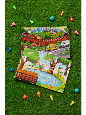 Hoby Games Okul Öncesi Başlangıç Yapboz Taşıtlar Ve Piknik Ahşap Puzzle Set