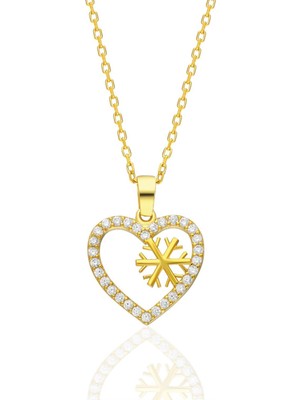 Nevam Kuyumculuk Kar Tanesi Kalp Kolye