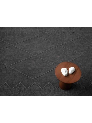 Carpetrium Home Antique Mnc Antrasit Grey - Dört Tarafı Saçaklı Pamuklu Yıkanabilir Kilim