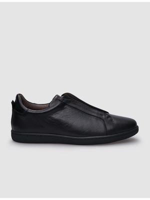 Cabani %100 Hakiki Deri Siyah Lastikli Erkek Sneaker