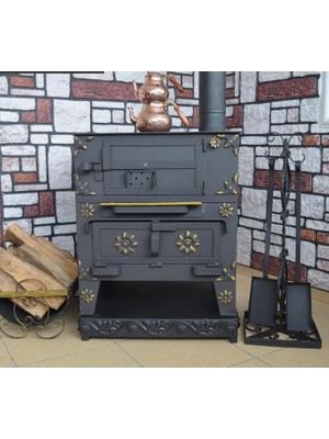 Türüt Kuzine Şömine Klasik Kalın Gövdeli Odun Yakıtlı 40 Lik Yüksek Tip Kuzine