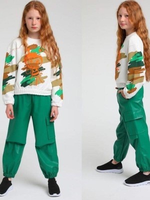 Escabel Kız Çocuk Arı Maya Baskılı Kamuflaj Sweatshirt