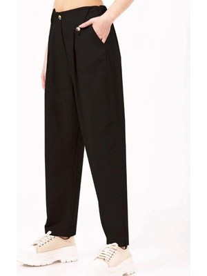 Zekids Kız Çocuk Beli Lastikli  Siyah Havuç Pantolon