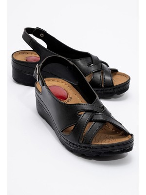 Ccway Kadın Çapraz Bantlı Jelli Sandalet SİYAH