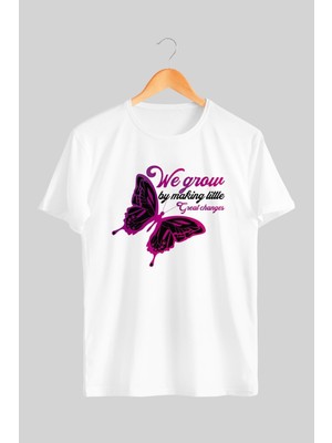 Bargan Giyim Butterfly We Grow By Making Little Great Changes Kelebek Tasarım Tshirt