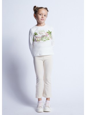 Mayoral Kız Çocuk Pullu Uzun Kollu Tişört Krem 3093