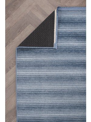 Colore Home Ada Kaymaz Taban Yıkanabilir Dokuma Mavi Kilim Yolluk