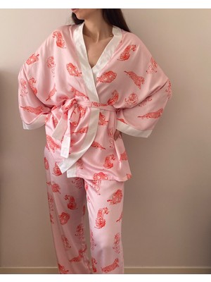 Kinua Studio Vina Kuşaklı Unisex Poplin Kumaş Kimono Takım