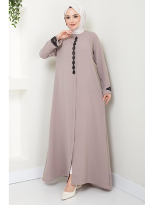 Hafsa Mina Damla Taş Detaylı Ferace Vizon HM2435