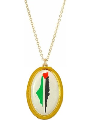 Herşey Nota Filistin Haritası ( Kudüs Palestine ) Gold Kolye