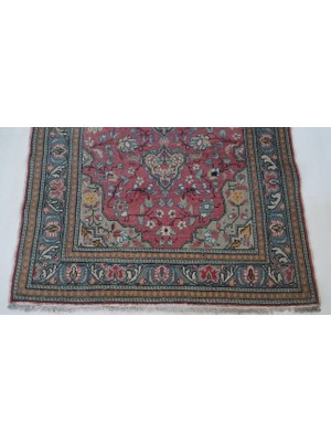 DesignEv 110X185 cm Eski El Dokuma Türk Halısı Kırmızı Renk Dekoratif Kilim