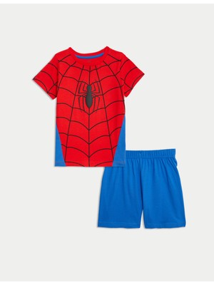 Marks & Spencer Saf Pamuklu Şortlu Spider-Man™ Pijama Takımı