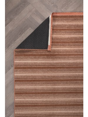 Colore Home Ada Kaymaz Taban Yıkanabilir Dokuma Kiremit Kilim Turuncu Yolluk