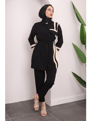 İmaj Butik Siyah Renk Bloklu Takım