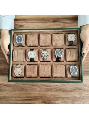 Onywatch El Yapımı Gerçek Deri Saat Koleksiyon Kutusu 15'li Saat Kutusu Çoklu Saat Kutusu Hediye Saat Kutusu