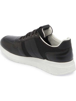 Siyah Deri-Tekstil Erkek Sneaker - E24I1AY56869-A64  Siyah