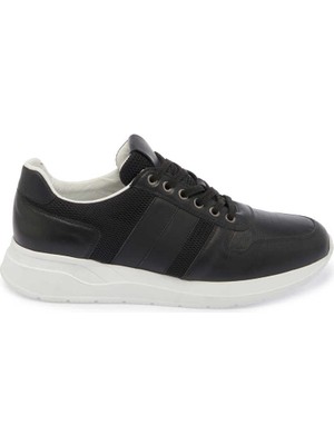 Siyah Deri-Tekstil Erkek Sneaker - E24I1AY56869-A64  Siyah