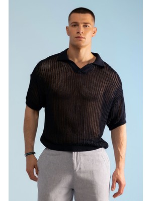 Redowl Polo Yaka Kısa Kol File Triko Tişört