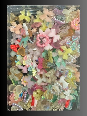 Fontenay 3D Tırnak Süsleri Tırnak Charmı  Kurdele Kalp Gül Ayıcık Nail Charms Nail Art Objeleri 500 Adet