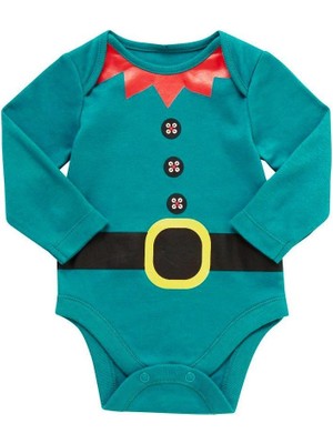 F&f Minik Elf Yılbaşı Bebek Kostüm Body Uzun Kollu Tasarım Body Yeniyıl Body 6-9 Ay