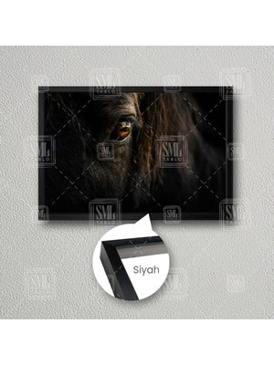 SML Tablo Yakın Çekim At Gözü Hayvan Çerçeveli Yatay Kanvas Tablo