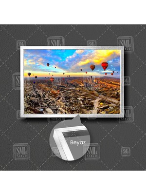 SML Tablo Kapadokya Nevşehir Türkiye Balon Turu Manzara Doğa Tur Çerçeveli Yatay Kanvas Tablo
