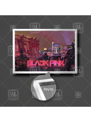 SML Tablo Black Pink Müzik Grubu Dans Müzik Art Dekor Hayran Çerçeveli Yatay Kanvas Tablo