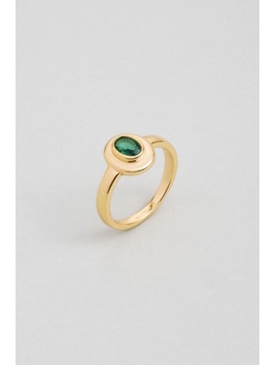 So CHIC Helen 18 Ayar Sarı Altın Kaplama Gümüş Renkli Taşlı Yüzük