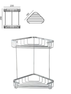 Çelik Banyo Eda Ikili Köşe 18X18 Sabunluk ve Şampuanlık
