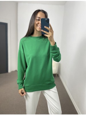 Myrum Butik Yeşil Yanları Yırtmaçlı Sweatshirt L