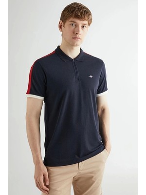 Gant Erkek Lacivert Regular Fit Renk Bloklu Polo