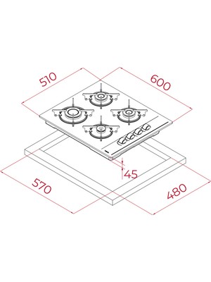 Teka - GBE 64002 KBC BK (E4) - Ankastre Cam Gazlı Ocak - Lama Izgara - Siyah - 60 cm - 112580050