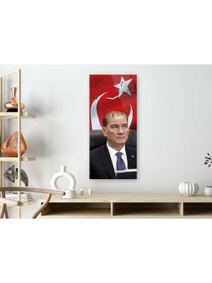 Marpanya Atatürk ve Türk Bayrağı Dikey Saatli Vatan Temalı 50X110 cm Cam Tablo DSUV0014