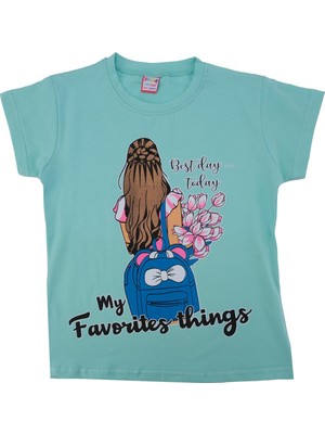 Bebelop Kız Çocuk Bisiklet Yaka Baskılı T-Shirt